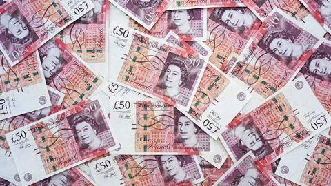 £50 notes scattered